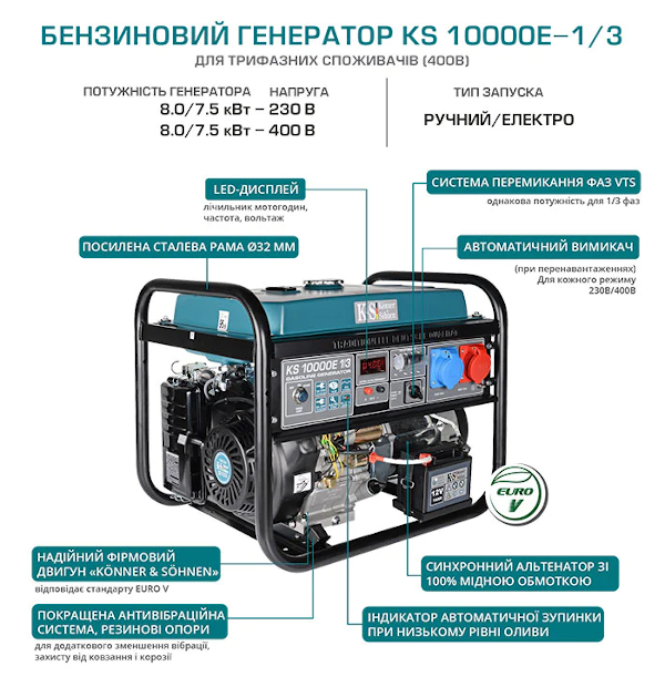 Бензиновий генератор Könner & Söhnen KS 10000E 1/3