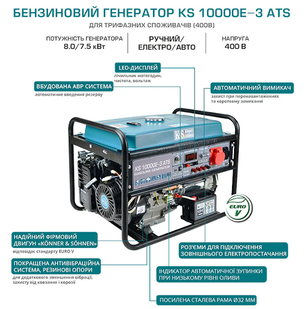 Бензиновий генератор Könner & Söhnen KS 10000E-3 ATS